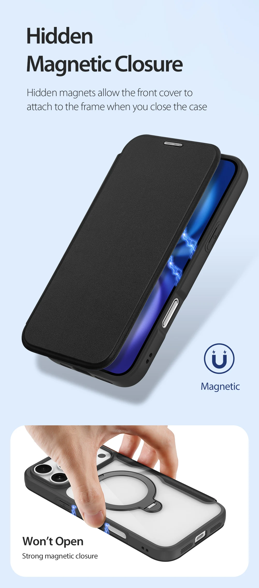 DUX DUCIS For iPhone 17 Air 16 Pro Max 16 Plus Case Magsafe Wireless Charging Rotating Metal Magnetic Stand Leather Cover