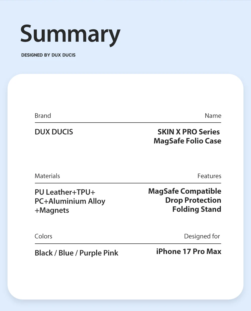 DUX DUCIS For iPhone 17 Air 16 Pro Max 16 Plus Case Magsafe Wireless Charging Rotating Metal Magnetic Stand Leather Cover