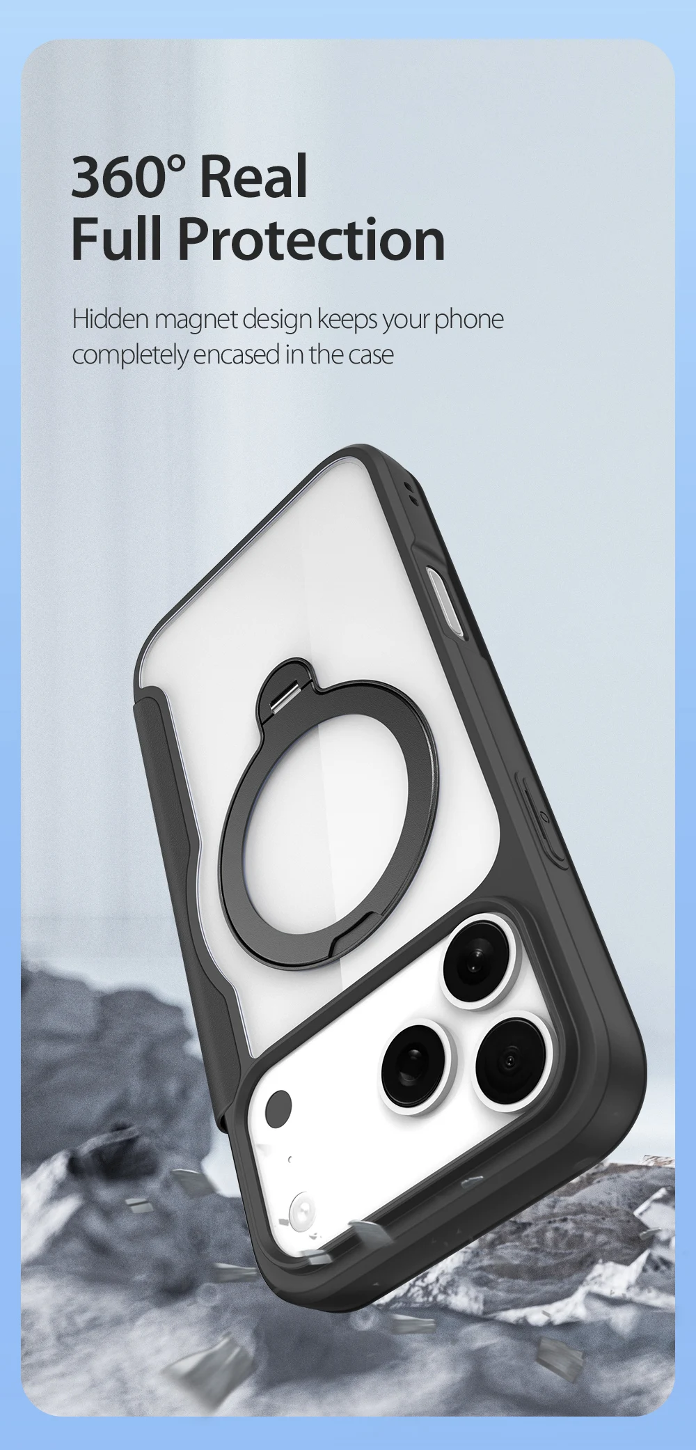 DUX DUCIS For iPhone 17 Air 16 Pro Max 16 Plus Case Magsafe Wireless Charging Rotating Metal Magnetic Stand Leather Cover