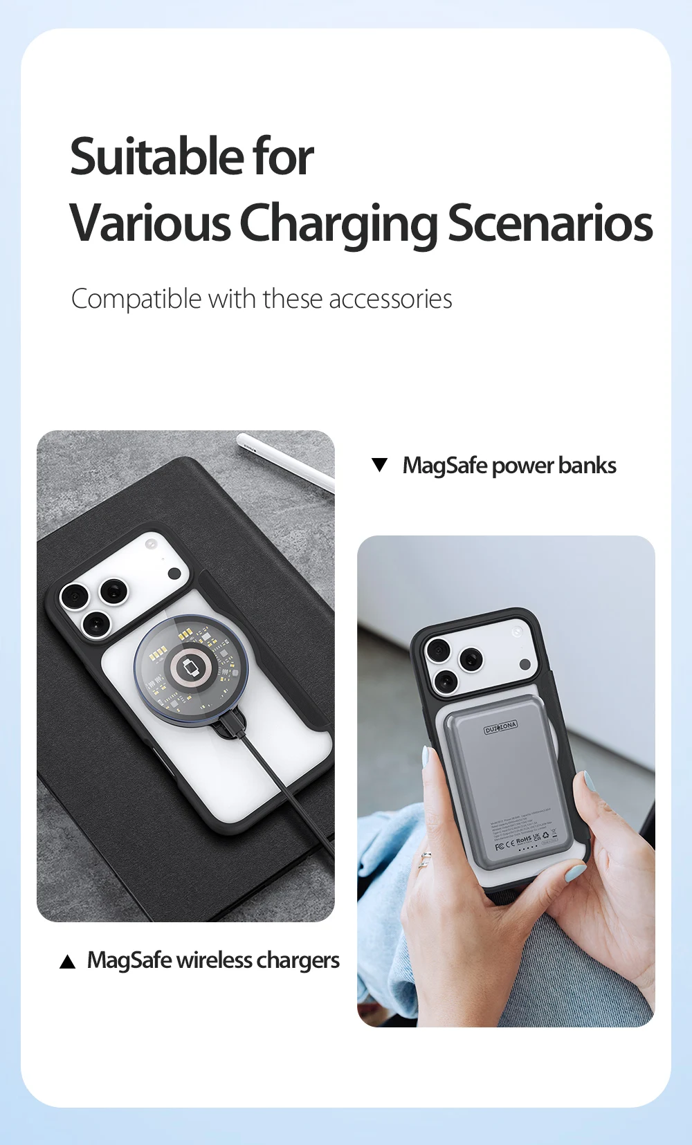 DUX DUCIS For iPhone 17 Air 16 Pro Max 16 Plus Case Magsafe Wireless Charging Rotating Metal Magnetic Stand Leather Cover