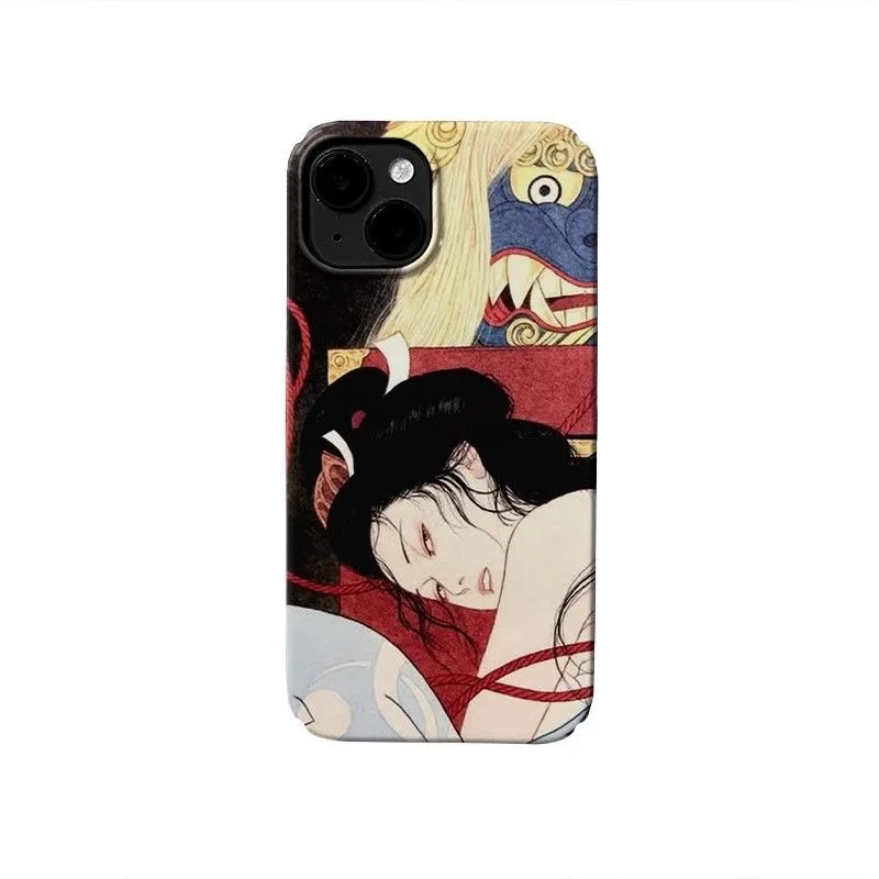 Japanese Ukiyo-e Traditional Figure Mythical Beast Motifs Phone Case for iPhone 18 17 16 15 14 11 12 13 Pro Max Plus Back Cover