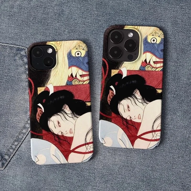 Japanese Ukiyo-e Traditional Figure Mythical Beast Motifs Phone Case for iPhone 18 17 16 15 14 11 12 13 Pro Max Plus Back Cover