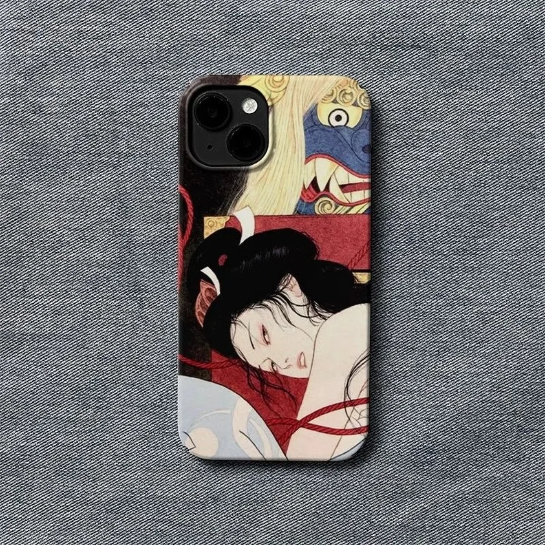Japanese Ukiyo-e Traditional Figure Mythical Beast Motifs Phone Case for iPhone 18 17 16 15 14 11 12 13 Pro Max Plus Back Cover