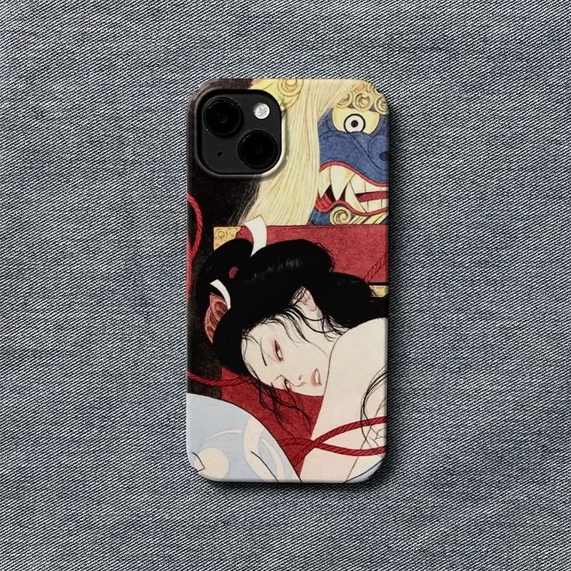 Japanese Ukiyo-e Traditional Figure Mythical Beast Motifs Phone Case for iPhone 18 17 16 15 14 11 12 13 Pro Max Plus Back Cover