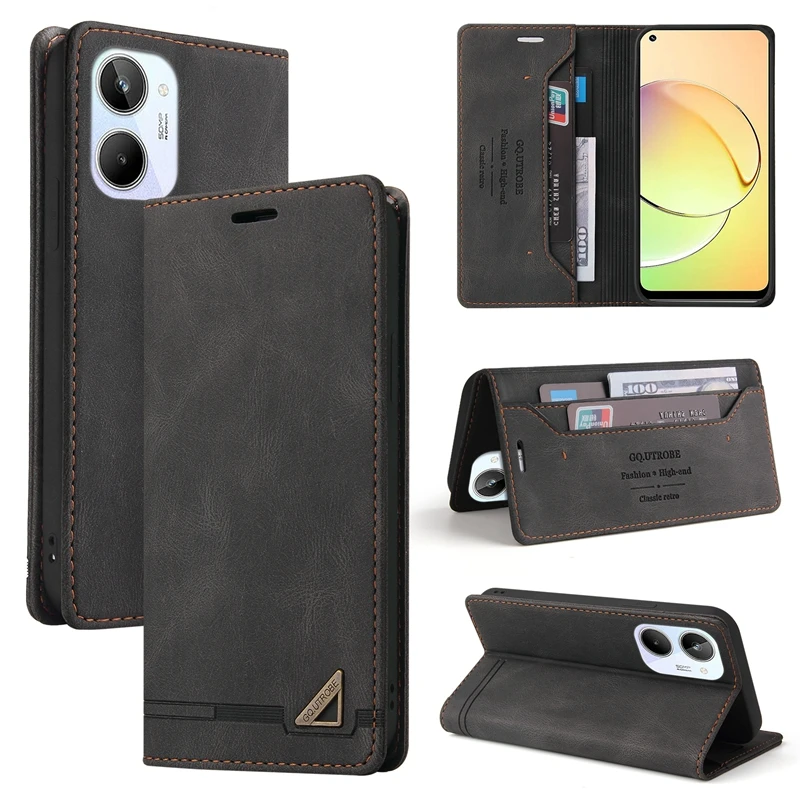 Wallet Flip Leather Case For Realme 9i 9 Pro Plus 8i 8 Narzo 60 Pro C67 C53 C51 C25Y C21Y OPPO Find X3/Reno4/5/6 Lite 10 A58 A78