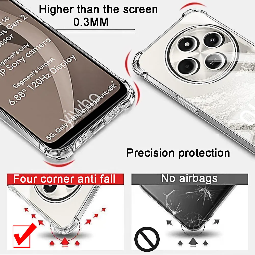 Luxury Clear Phone Case for Xiaomi Poco C75 C67 Back Transparent SoftShockproof Full Cover Poxo Pocco Poko C65 C61 C55 C51 C40
