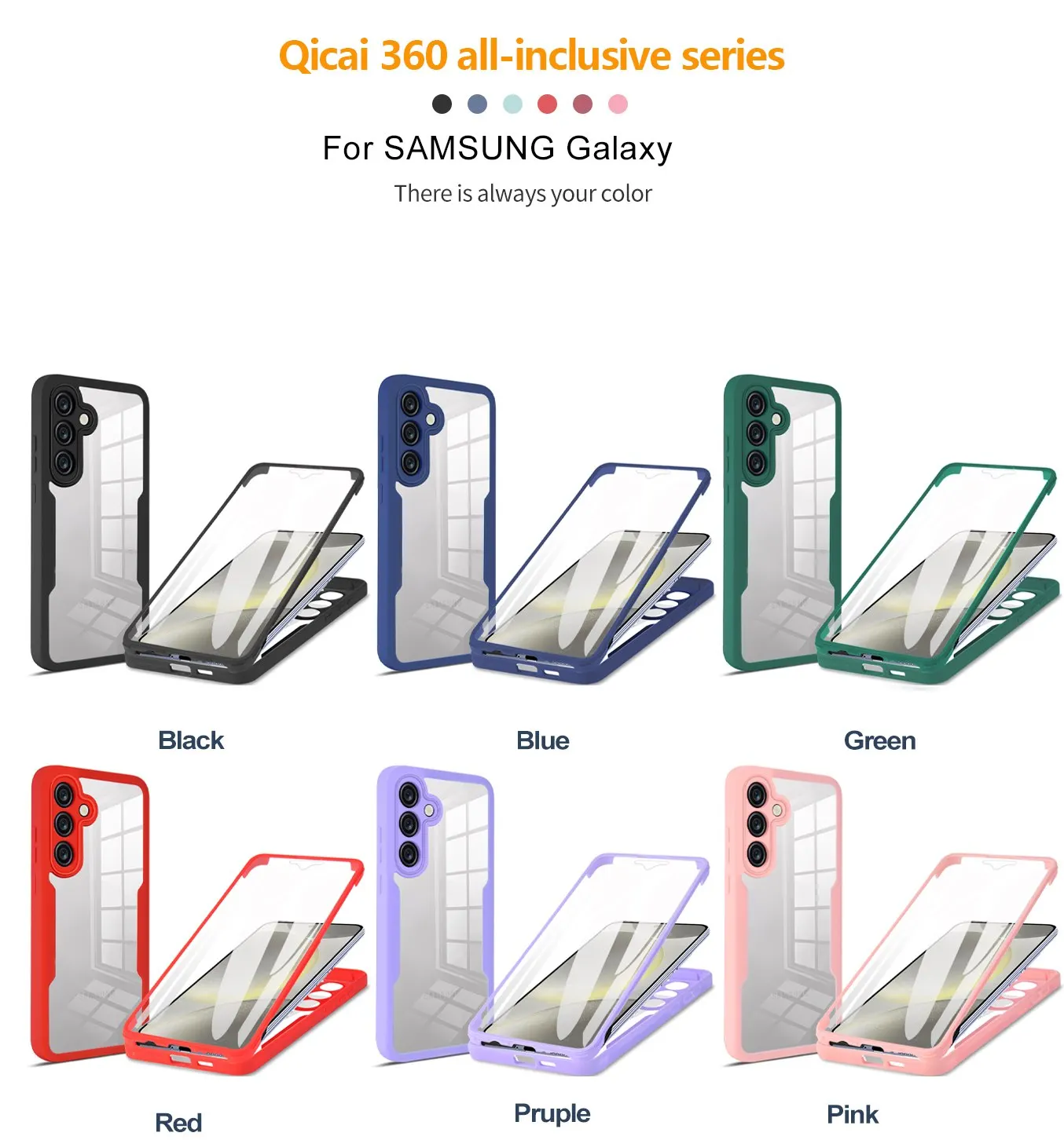 Case For Samsung Galaxy S26 S24 FE A16 A57 A55 A35 A17 A54 A37 A18 360 Double Side Shockproof Built in Screen Protector Cover