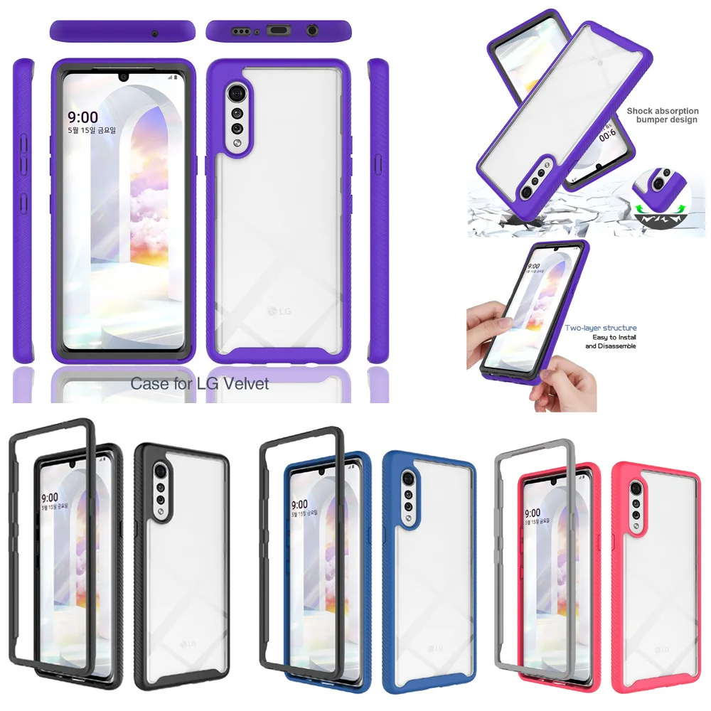 Heavy Duty Defend Case for LG Velvet 5G 6.8" LM-G910EMW Shockproof Phone Cover Hard PC Front Frame + TPU Shell Funda Capa