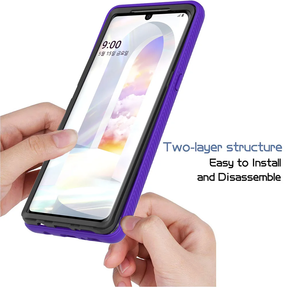 Heavy Duty Defend Case for LG Velvet 5G 6.8" LM-G910EMW Shockproof Phone Cover Hard PC Front Frame + TPU Shell Funda Capa