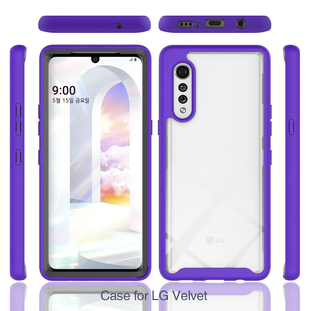 Heavy Duty Defend Case for LG Velvet 5G 6.8" LM-G910EMW Shockproof Phone Cover Hard PC Front Frame + TPU Shell Funda Capa