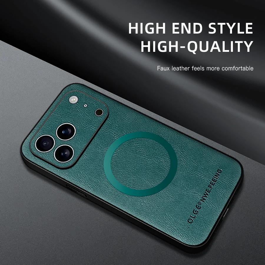 for MagSafe Luxury Leather Case for Apple iPhone 18 17 Pro Max 16 13 12 14 15 Plus MacSafe Magnetic Wireless Shockproof Cover