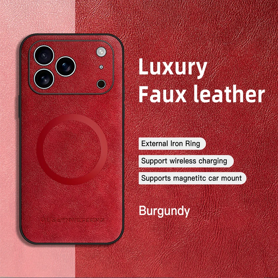for MagSafe Luxury Leather Case for Apple iPhone 18 17 Pro Max 16 13 12 14 15 Plus MacSafe Magnetic Wireless Shockproof Cover