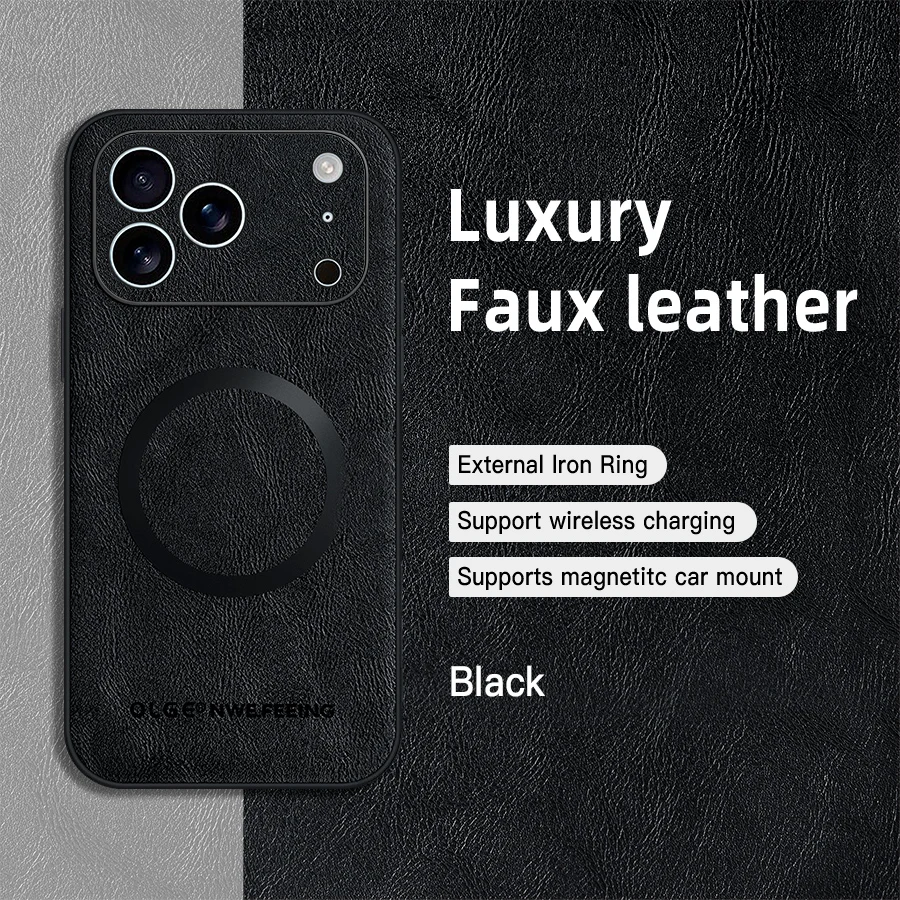 for MagSafe Luxury Leather Case for Apple iPhone 18 17 Pro Max 16 13 12 14 15 Plus MacSafe Magnetic Wireless Shockproof Cover