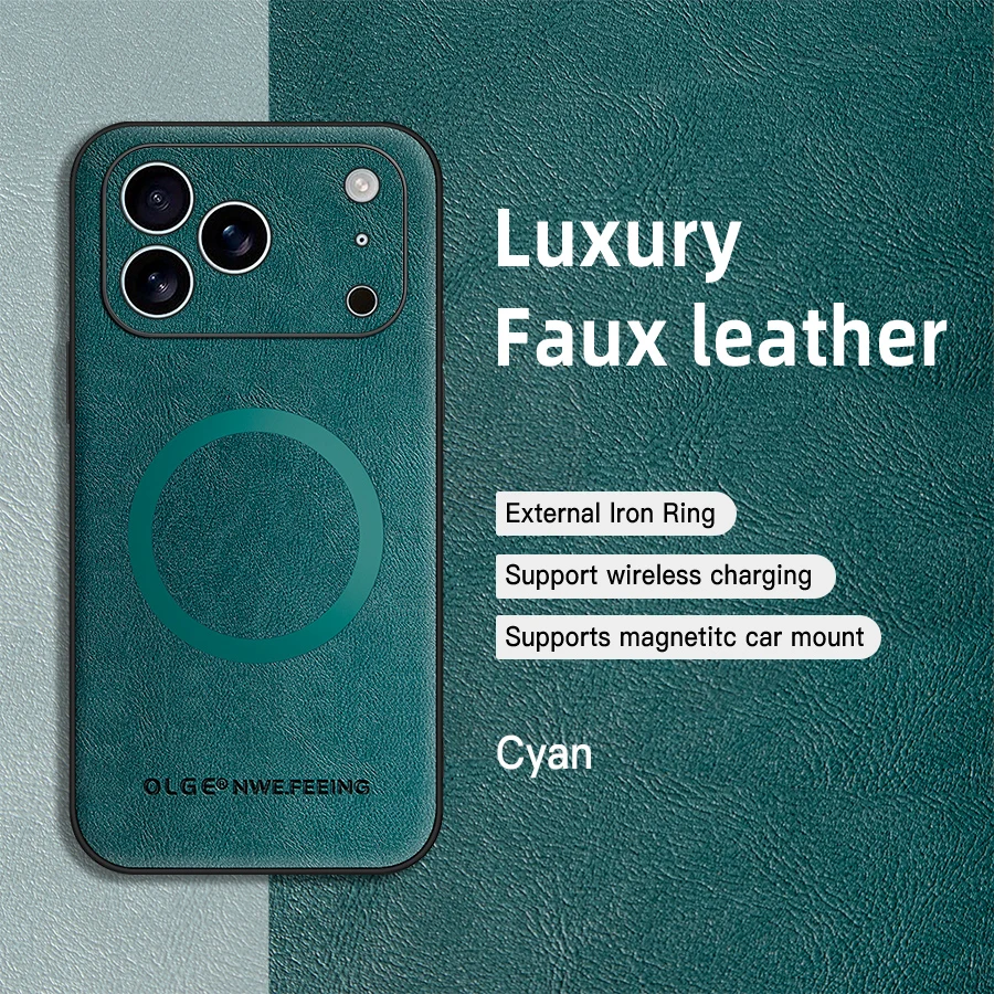 for MagSafe Luxury Leather Case for Apple iPhone 18 17 Pro Max 16 13 12 14 15 Plus MacSafe Magnetic Wireless Shockproof Cover