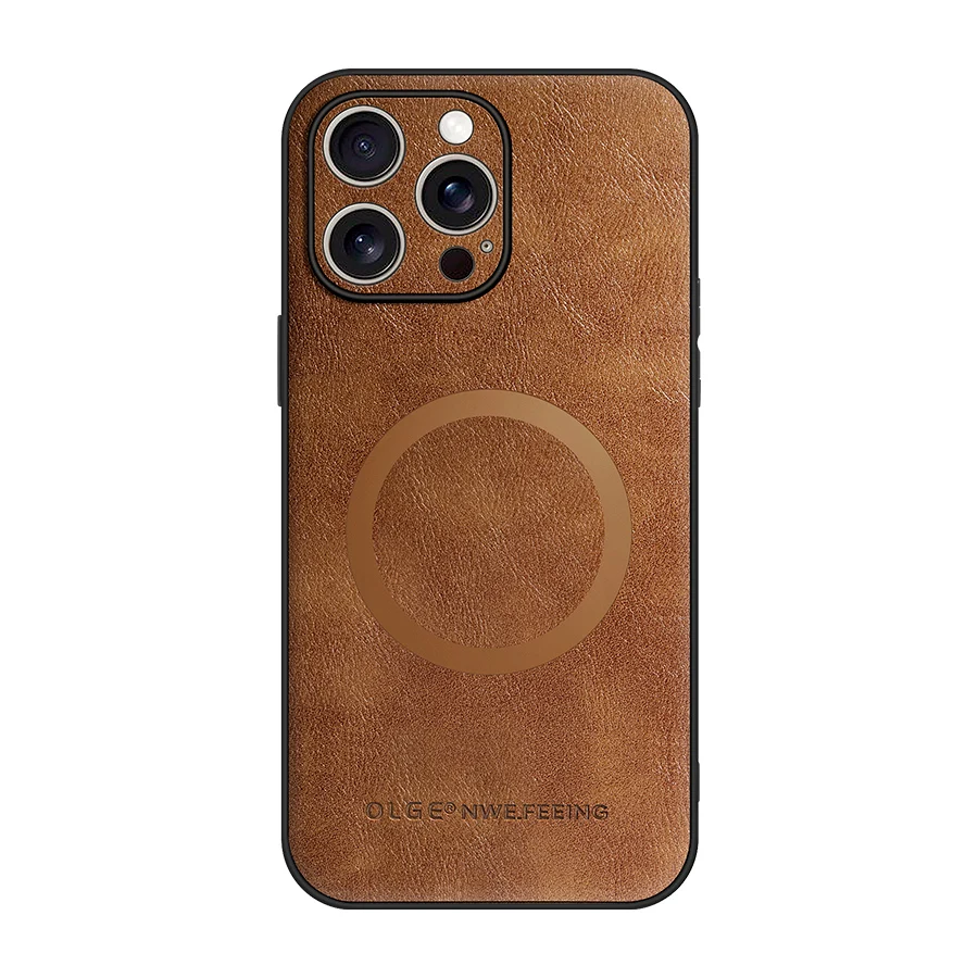 for MagSafe Luxury Leather Case for Apple iPhone 18 17 Pro Max 16 13 12 14 15 Plus MacSafe Magnetic Wireless Shockproof Cover