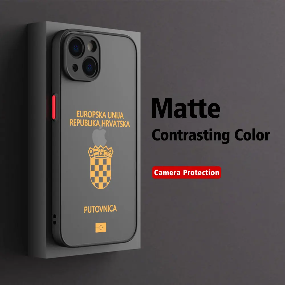 Croatia Passport Phone Case For iPhone 16 15 14 13 12 11 Mini Pro Max X XR XSMax 7 8 6 6s Plus Matte Clear Back Cover