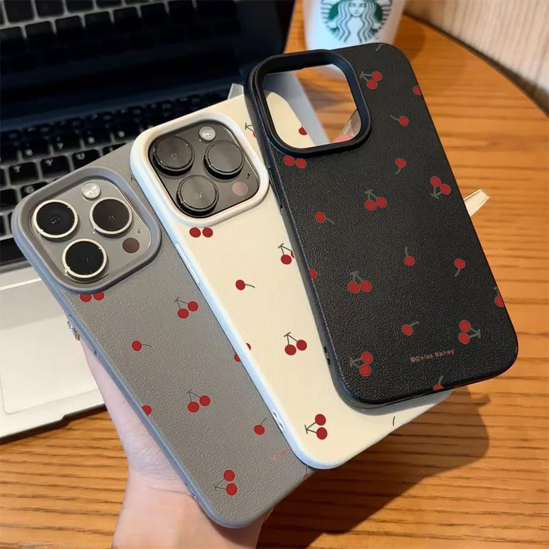 Cute Cartoon Cherry Lichee Pattern Silicone Phone Case For IPhone 17 16 13 15 14 12 11 Pro Max XS XR 17 14 15 16 Plus Cover Case