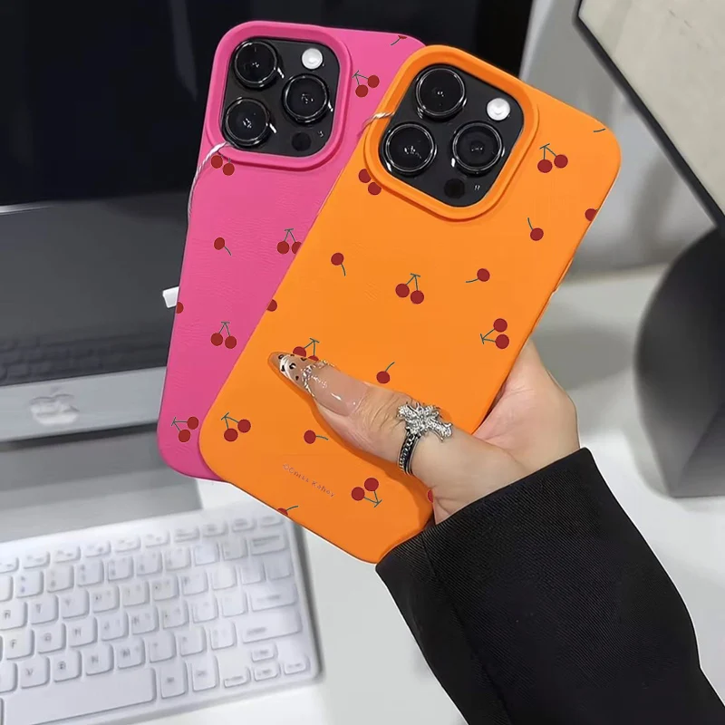 Cute Cartoon Cherry Lichee Pattern Silicone Phone Case For IPhone 17 16 13 15 14 12 11 Pro Max XS XR 17 14 15 16 Plus Cover Case