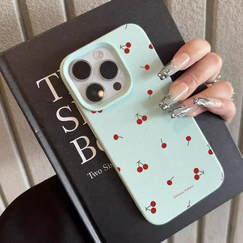 Cute Cartoon Cherry Lichee Pattern Silicone Phone Case For IPhone 17 16 13 15 14 12 11 Pro Max XS XR 17 14 15 16 Plus Cover Case
