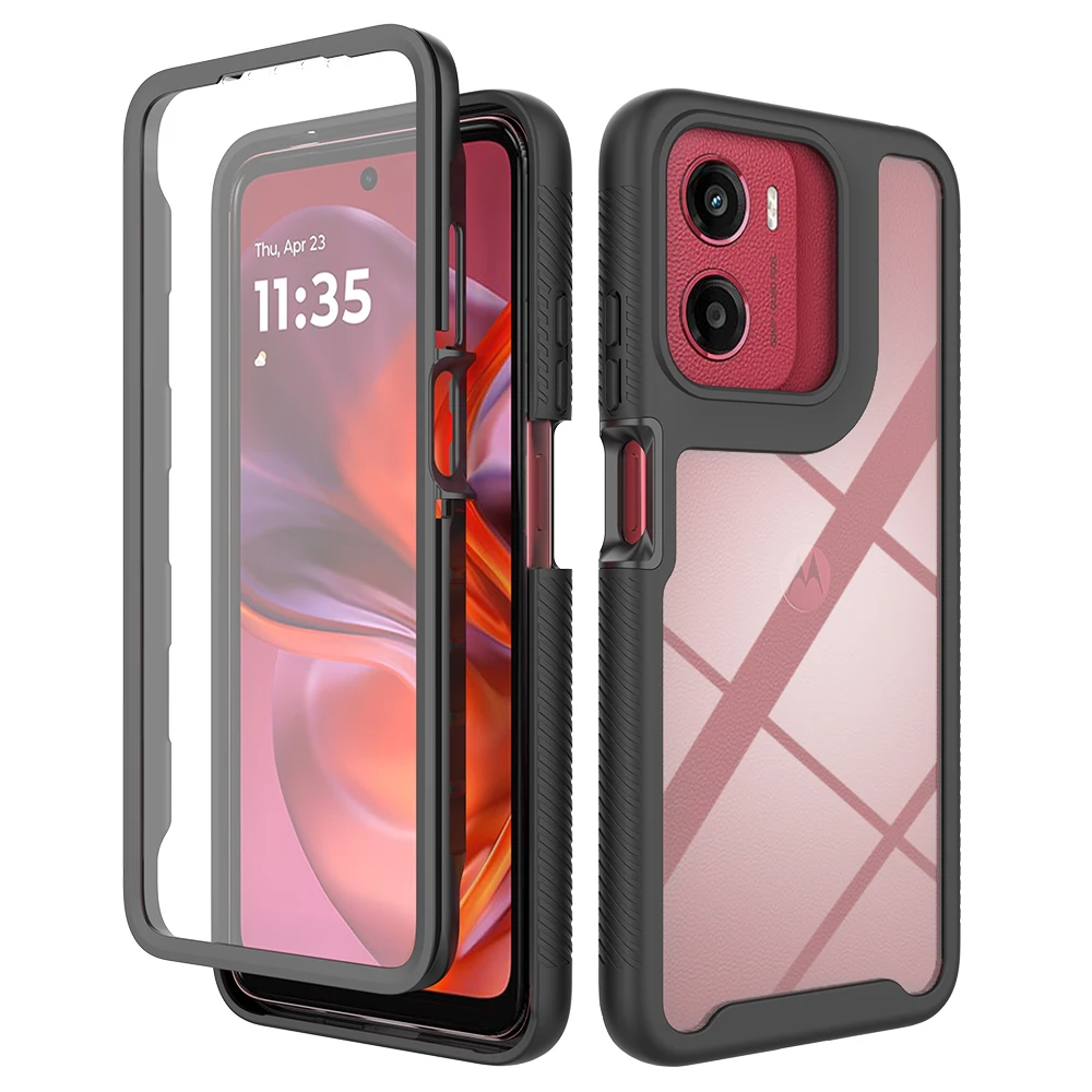 TPU/PC PET Sky Case for Motorola Moto E15 G05 G15 G35 Funda Capa with Screen Film 360 Degree Protect Shield Clear Phone Cover