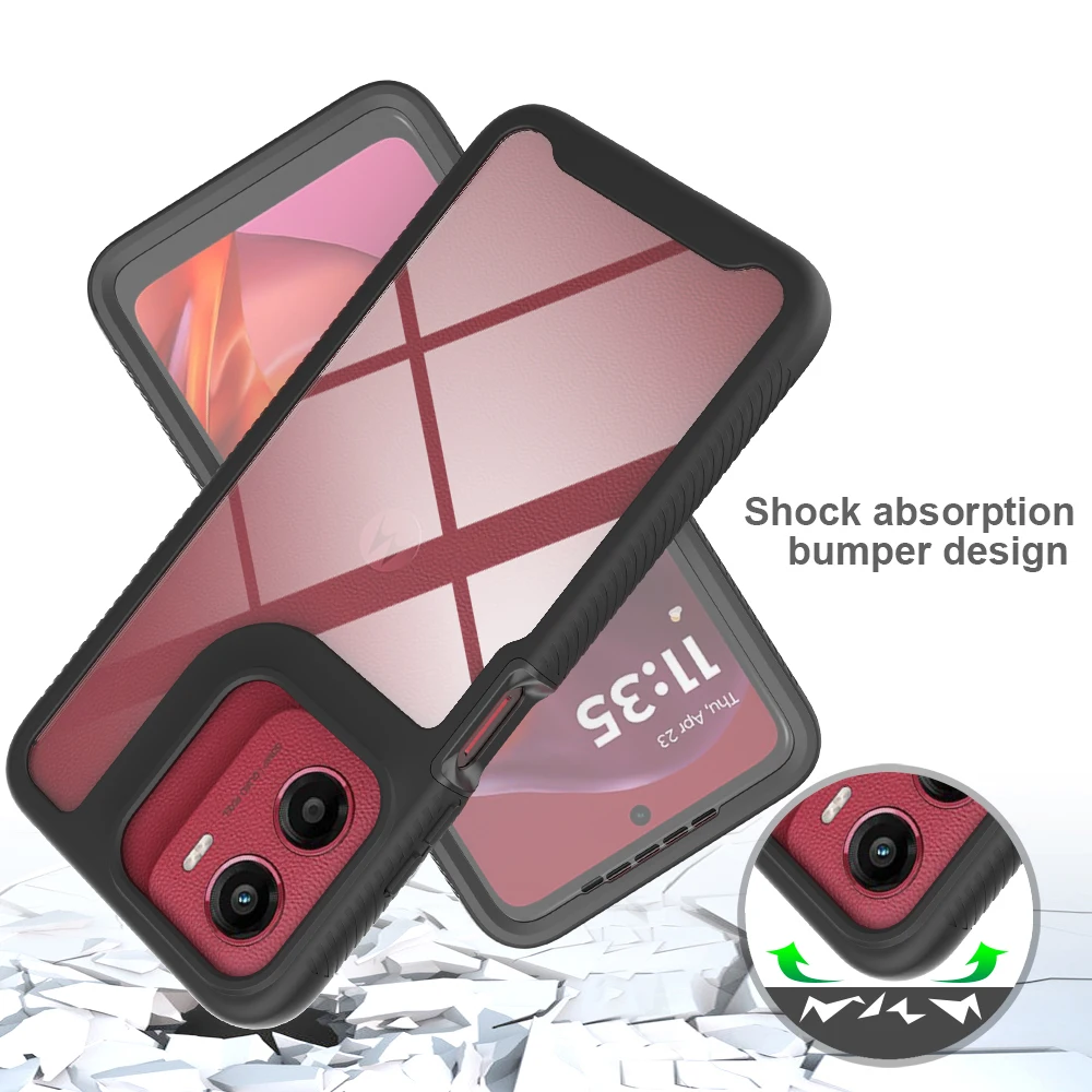 TPU/PC PET Sky Case for Motorola Moto E15 G05 G15 G35 Funda Capa with Screen Film 360 Degree Protect Shield Clear Phone Cover