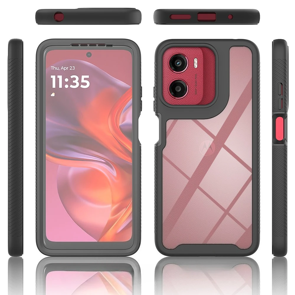 TPU/PC PET Sky Case for Motorola Moto E15 G05 G15 G35 Funda Capa with Screen Film 360 Degree Protect Shield Clear Phone Cover