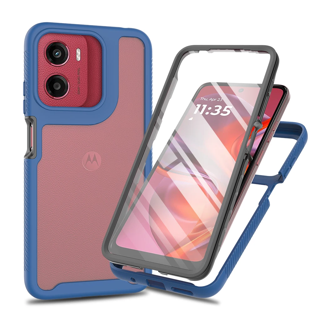 TPU/PC PET Sky Case for Motorola Moto E15 G05 G15 G35 Funda Capa with Screen Film 360 Degree Protect Shield Clear Phone Cover