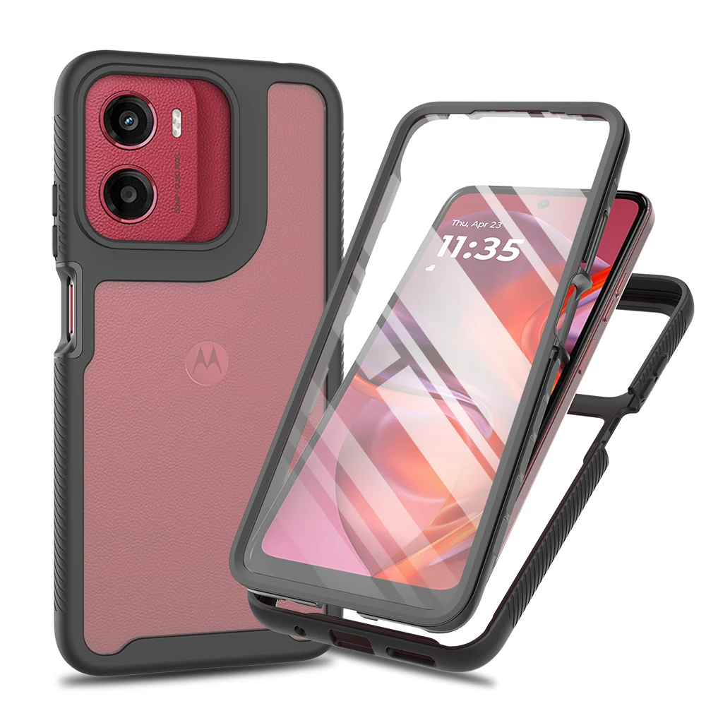TPU/PC PET Sky Case for Motorola Moto E15 G05 G15 G35 Funda Capa with Screen Film 360 Degree Protect Shield Clear Phone Cover