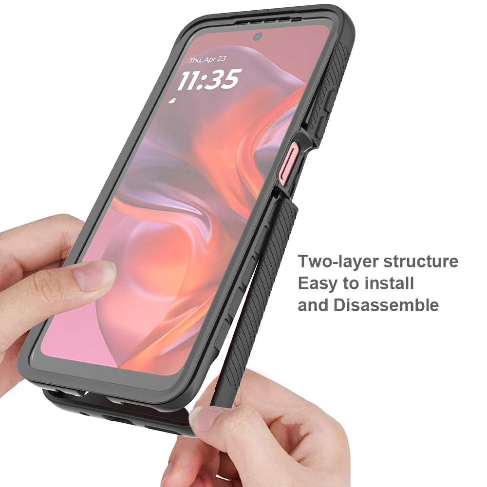 TPU/PC PET Sky Case for Motorola Moto E15 G05 G15 G35 Funda Capa with Screen Film 360 Degree Protect Shield Clear Phone Cover