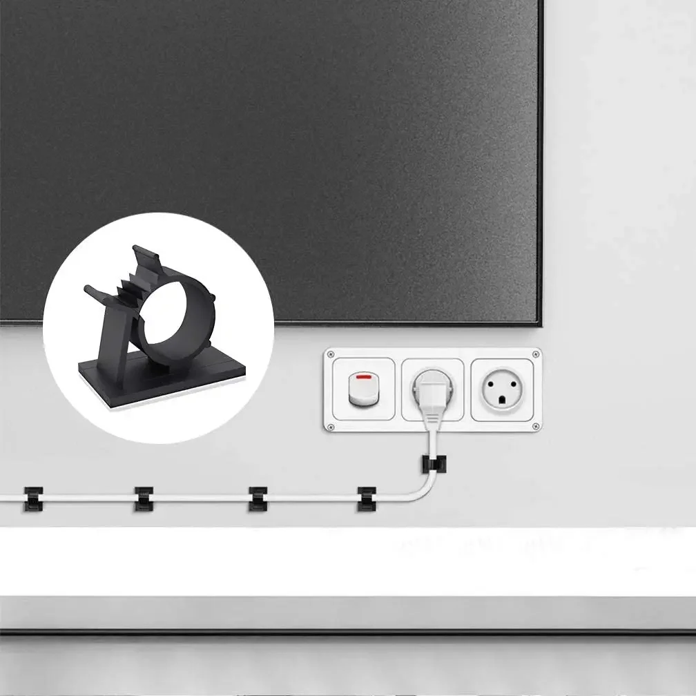 Adjustable Cable Organizer Self Adhesive Cable Clips Table Cable Management Clamp Cord Holder For Car PC TV Charging Wire Winder