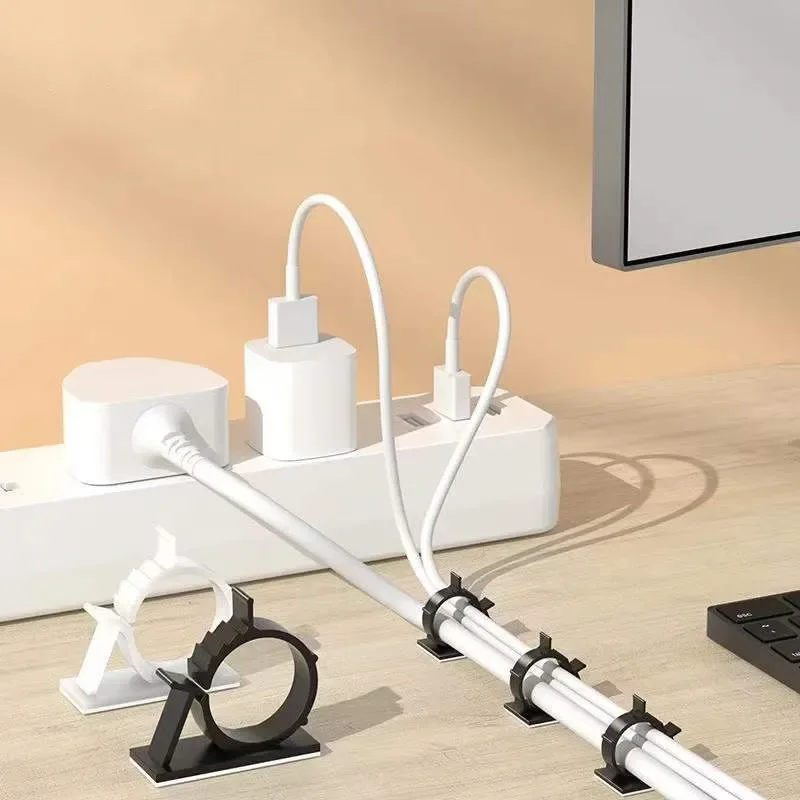 Adjustable Cable Organizer Self Adhesive Cable Clips Table Cable Management Clamp Cord Holder For Car PC TV Charging Wire Winder