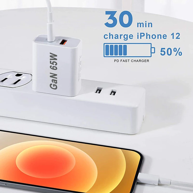55w 65w AU Plug Fast USB Charger Type C Charger for Xiaomi Redmi iPhone Samsung SmartPhone Quick Charging Adapter PD Wall Charge