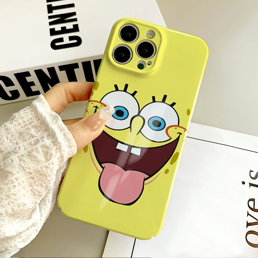 cartoon cute funny FACE S-SpongeBob Phone Case For Samsung S 24 25 23 22 Ultra Plus A 04E 5G HD Hard Cover Film Shell