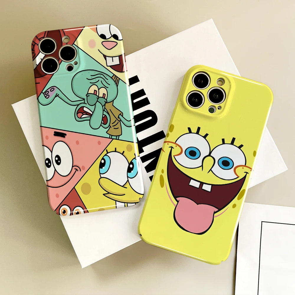 cartoon cute funny FACE S-SpongeBob Phone Case For Samsung S 24 25 23 22 Ultra Plus A 04E 5G HD Hard Cover Film Shell