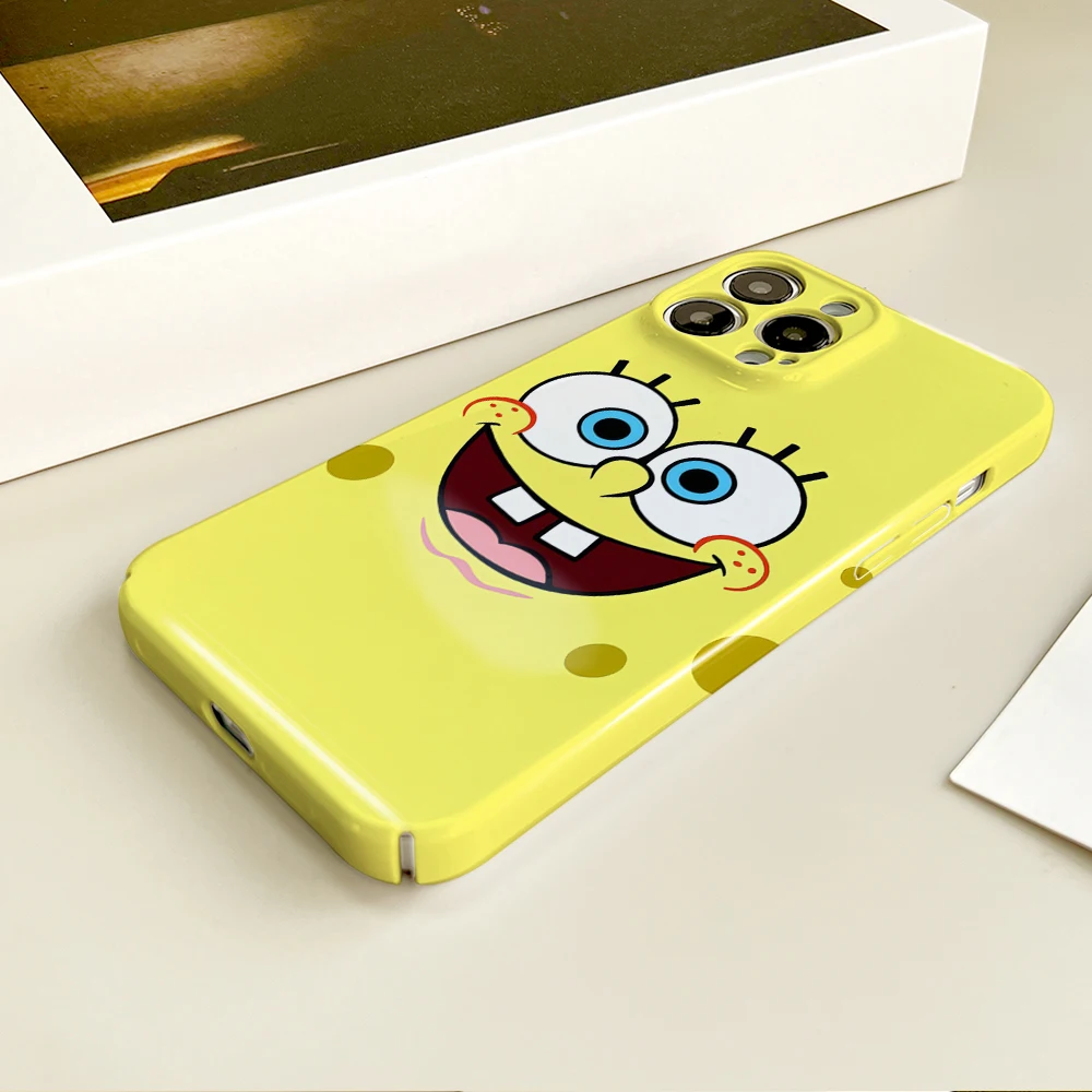 cartoon cute funny FACE S-SpongeBob Phone Case For Samsung S 24 25 23 22 Ultra Plus A 04E 5G HD Hard Cover Film Shell