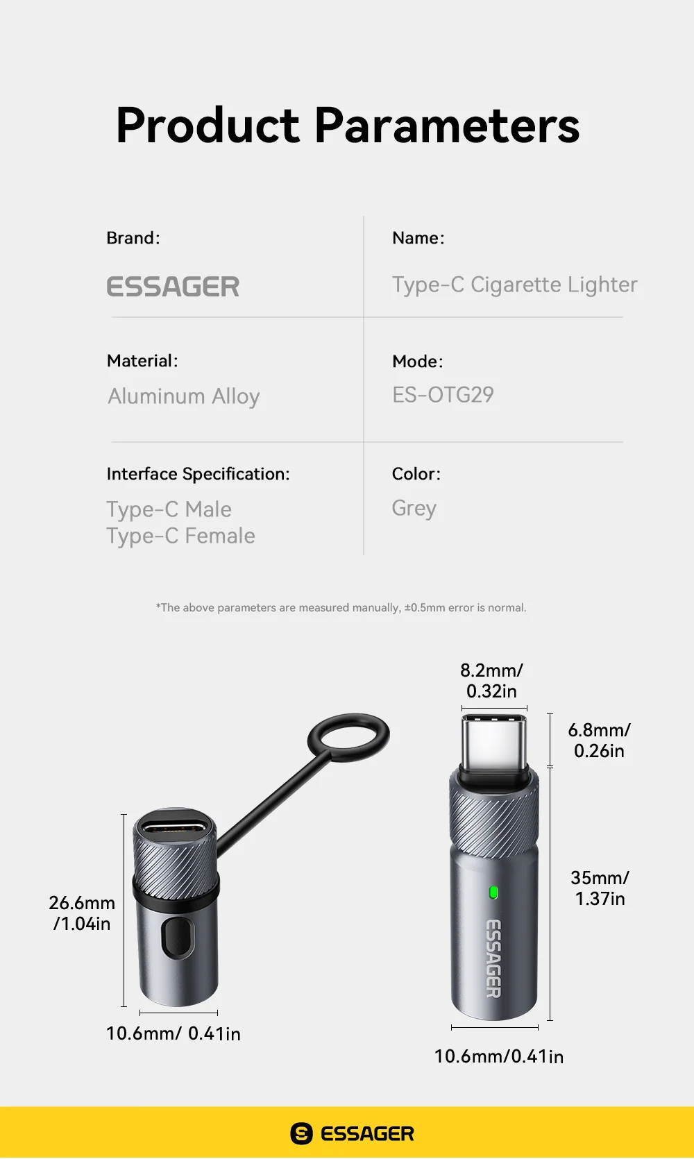 Essager TypeC Mini Cigarette Lighter Tungsten Wire Blowing Safety and Energy Saving Without Charging Can Be Carried On The Plane