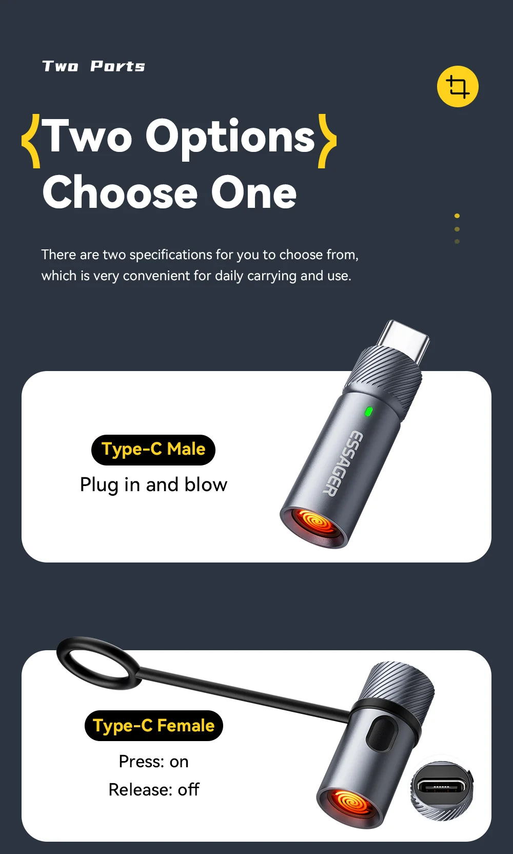 Essager TypeC Mini Cigarette Lighter Tungsten Wire Blowing Safety and Energy Saving Without Charging Can Be Carried On The Plane
