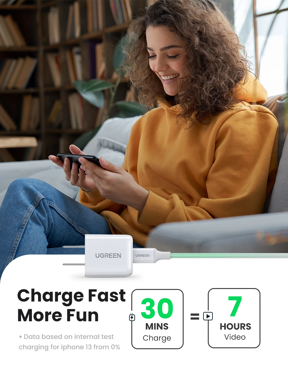 【US Plug】UGREEN USB Type C Charger 20W PD Fast Charger for iPhone 15 14 Quick Charge 4.0 30 Phone Charger for Samsung PD Charger