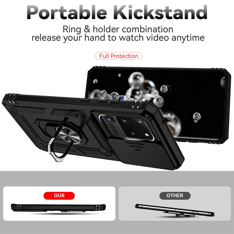 For Samsung Galaxy S20 Ultra Case Heavy Duty Shockproof Slide Lens Protector Multi Function Armor Cover for Samsung S20Ultra 5G