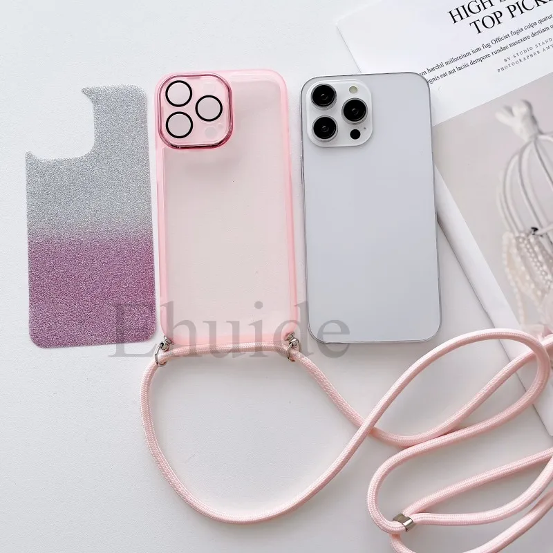Luxury Crossbody Strap Neck Lanyard Case for Xiaomi Mi 17T 14T 15T Pro POCO F9 X8 X7 X6 Redmi 17 15 Lens Protect Glitter Cover