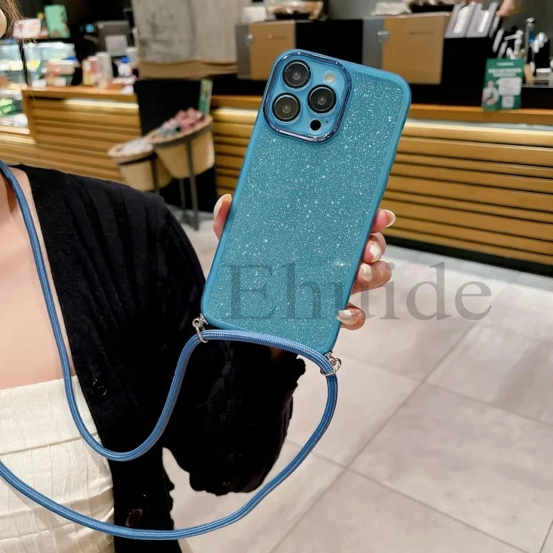 Luxury Crossbody Strap Neck Lanyard Case for Xiaomi Mi 17T 14T 15T Pro POCO F9 X8 X7 X6 Redmi 17 15 Lens Protect Glitter Cover