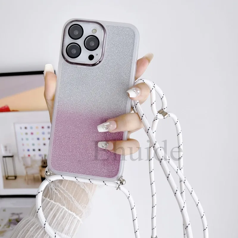 Luxury Crossbody Strap Neck Lanyard Case for Xiaomi Mi 17T 14T 15T Pro POCO F9 X8 X7 X6 Redmi 17 15 Lens Protect Glitter Cover