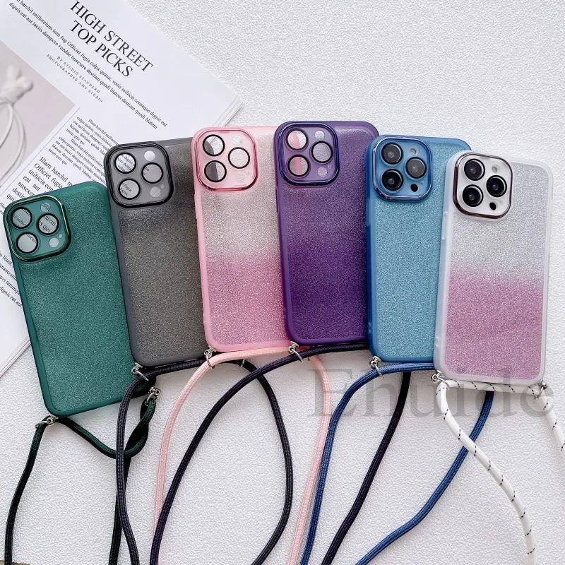 Luxury Crossbody Strap Neck Lanyard Case for Xiaomi Mi 17T 14T 15T Pro POCO F9 X8 X7 X6 Redmi 17 15 Lens Protect Glitter Cover