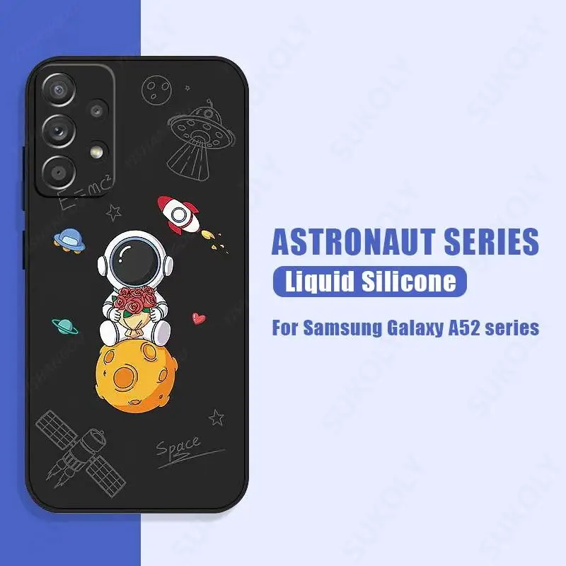 Cute Astronaut Case For Samsung Galaxy A57 A17 A37 A55 A35 A56 A15 A16 5G S26 S25 Ultra S24 S25 FE Silicone Soft Couple Cover