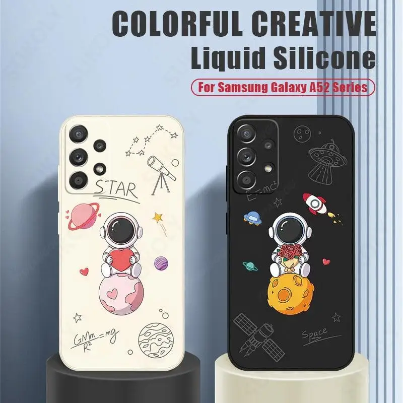 Cute Astronaut Case For Samsung Galaxy A57 A17 A37 A55 A35 A56 A15 A16 5G S26 S25 Ultra S24 S25 FE Silicone Soft Couple Cover