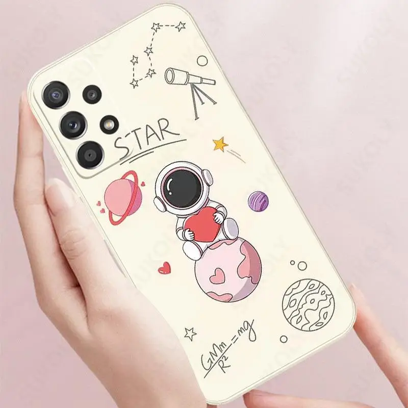 Cute Astronaut Case For Samsung Galaxy A57 A17 A37 A55 A35 A56 A15 A16 5G S26 S25 Ultra S24 S25 FE Silicone Soft Couple Cover