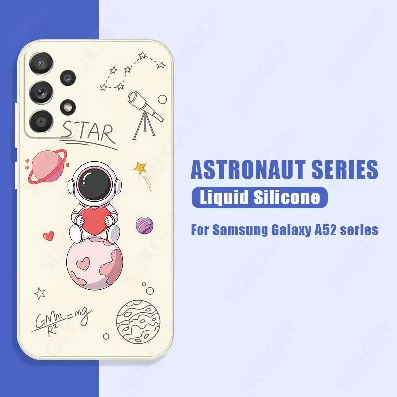Cute Astronaut Case For Samsung Galaxy A57 A17 A37 A55 A35 A56 A15 A16 5G S26 S25 Ultra S24 S25 FE Silicone Soft Couple Cover