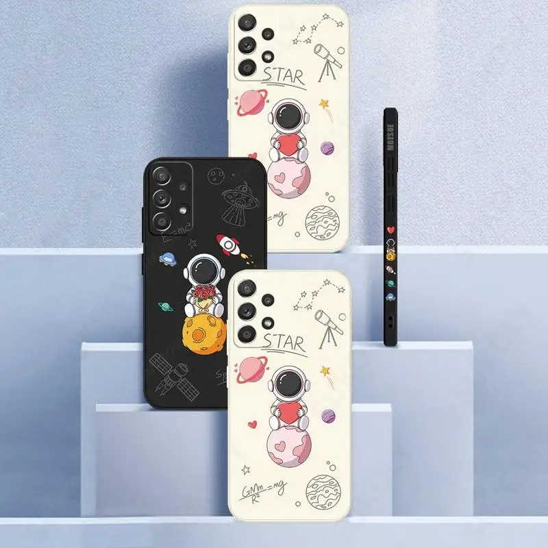 Cute Astronaut Case For Samsung Galaxy A57 A17 A37 A55 A35 A56 A15 A16 5G S26 S25 Ultra S24 S25 FE Silicone Soft Couple Cover