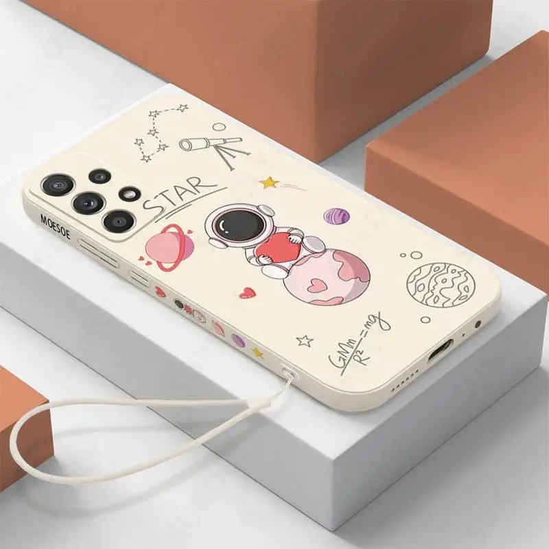 Cute Astronaut Case For Samsung Galaxy A57 A17 A37 A55 A35 A56 A15 A16 5G S26 S25 Ultra S24 S25 FE Silicone Soft Couple Cover