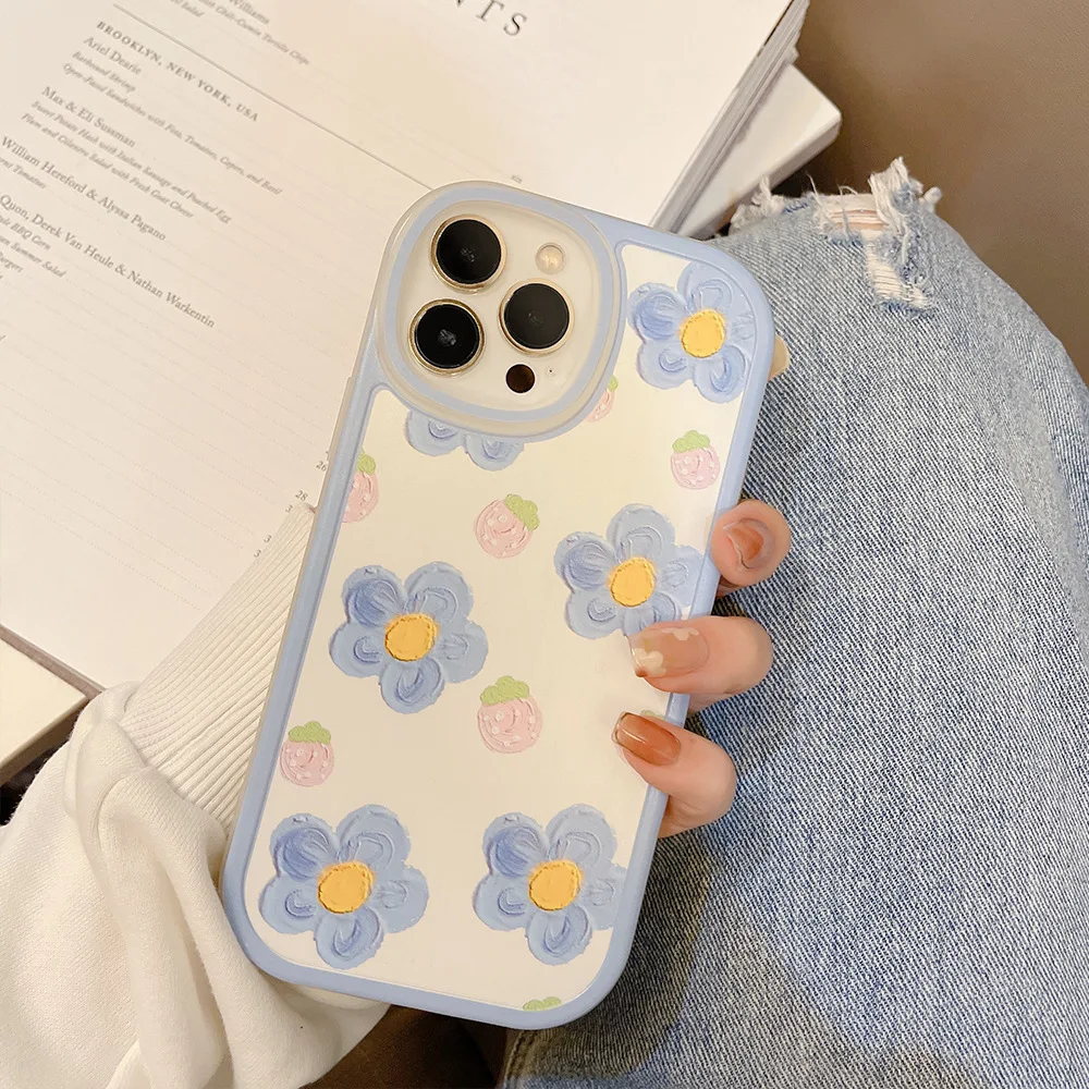 Cartoon cute for iphone15 case 11 12 14Pro max 13 Mini 7 8Plus SE 2020 XR XS X shockproof soft shell small floral case